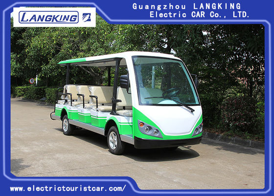 Xe đưa đón điện màu xanh lá cây / trắng / Xe mô tô điện 7.5KM 72V 14 chỗ cho công viên