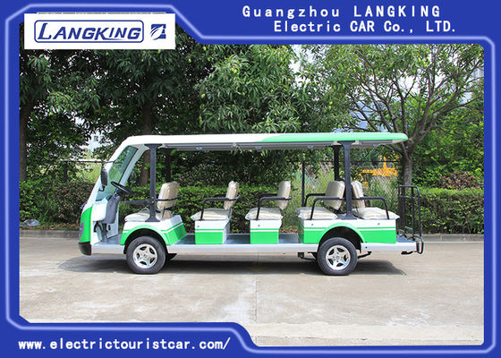 Xe đưa đón điện màu xanh lá cây / trắng / Xe mô tô điện 7.5KM 72V 14 chỗ cho công viên