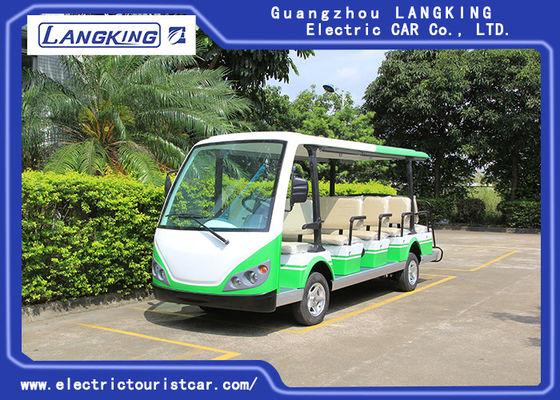 Xe đưa đón điện màu xanh lá cây / trắng / Xe mô tô điện 7.5KM 72V 14 chỗ cho công viên